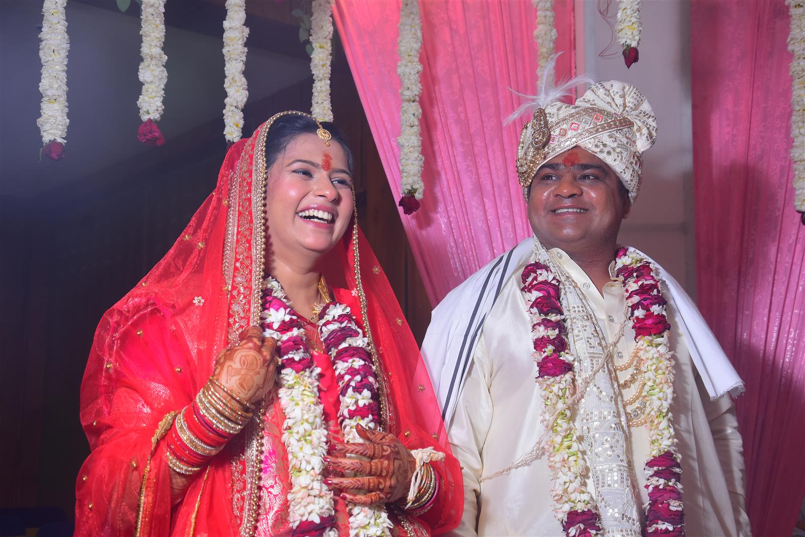 Bride and groom walk